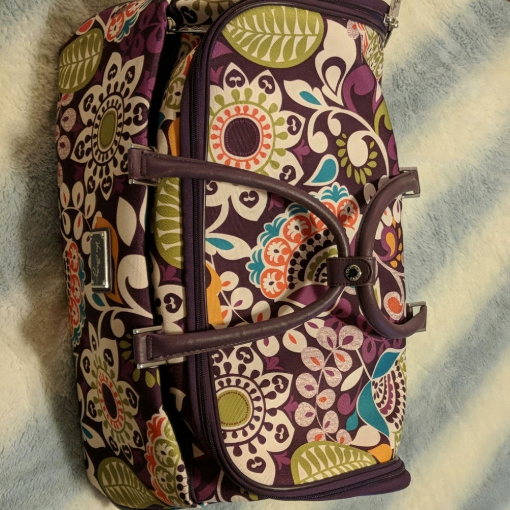 Vera Bradley Rolling Duffel Suitcase Plum Crazy